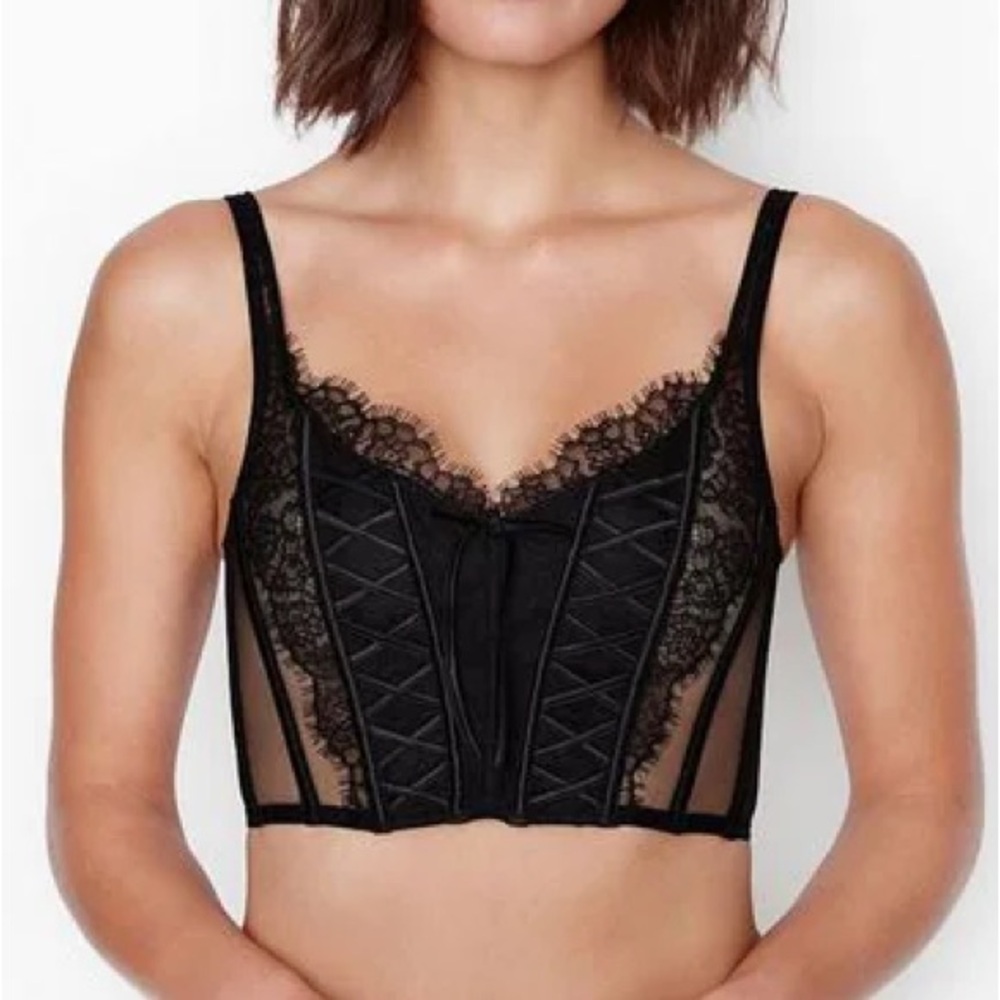 Victoria's Secret Black Lace Corset Bra
